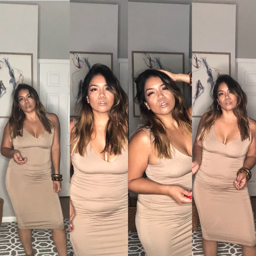 Sexy Nude Midi Dress